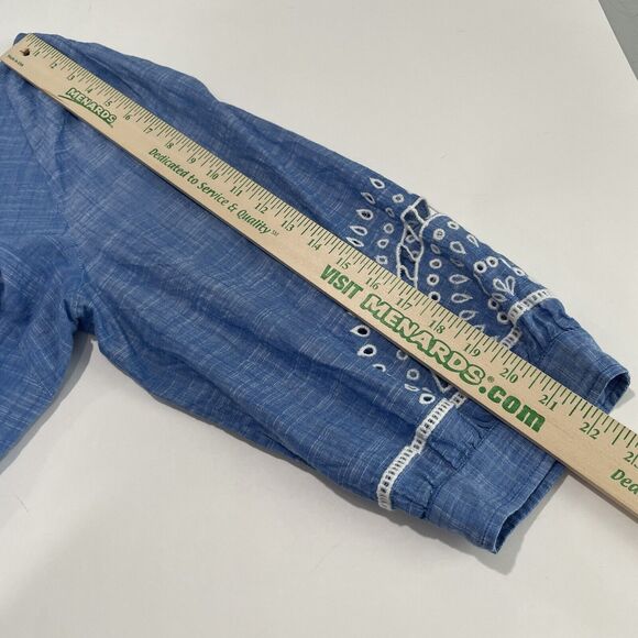 Talbots Tunic Embroidered Blouse Women's 2Xp Blue Cut Outs Tassels Boho India - Picture 12 of 15